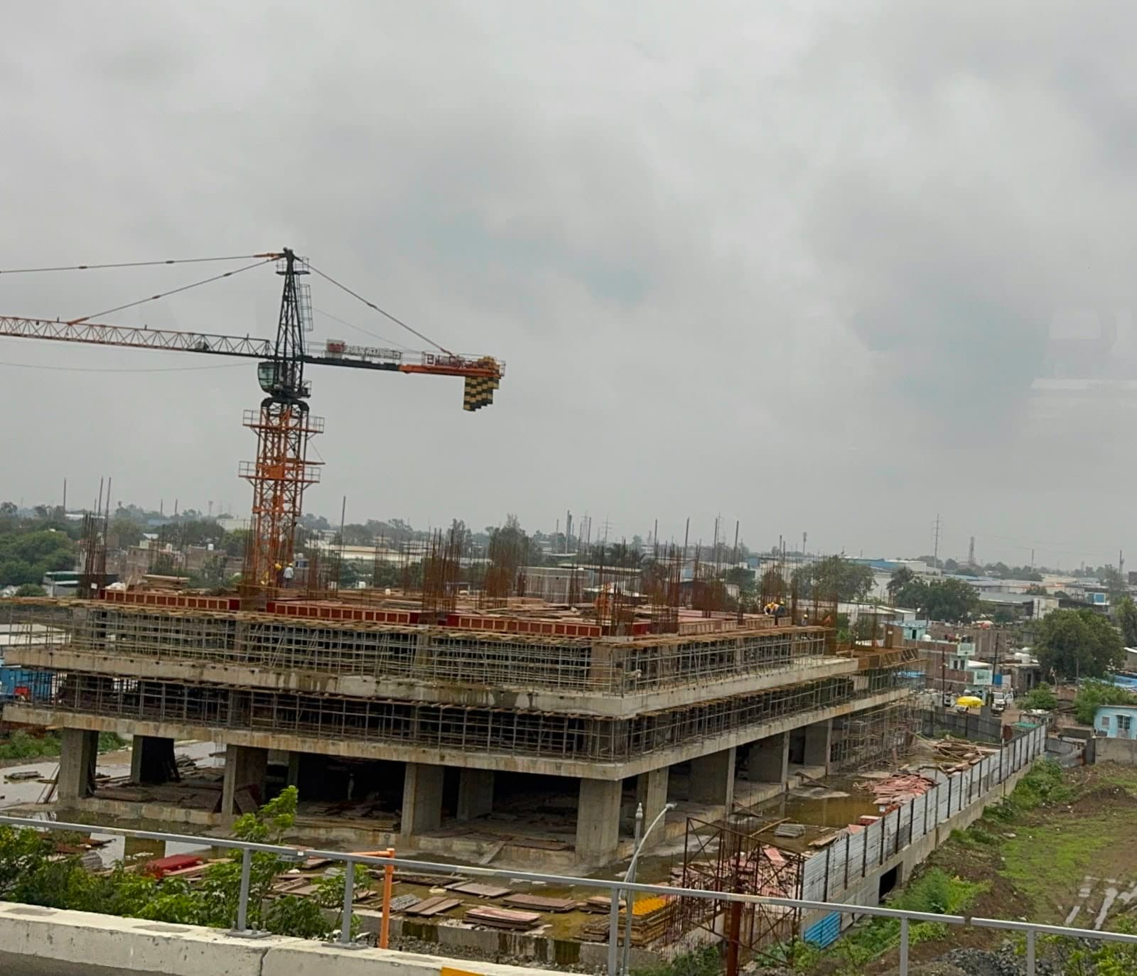 Site progress — tower crane and site view